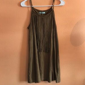 Suede short dress with fringe